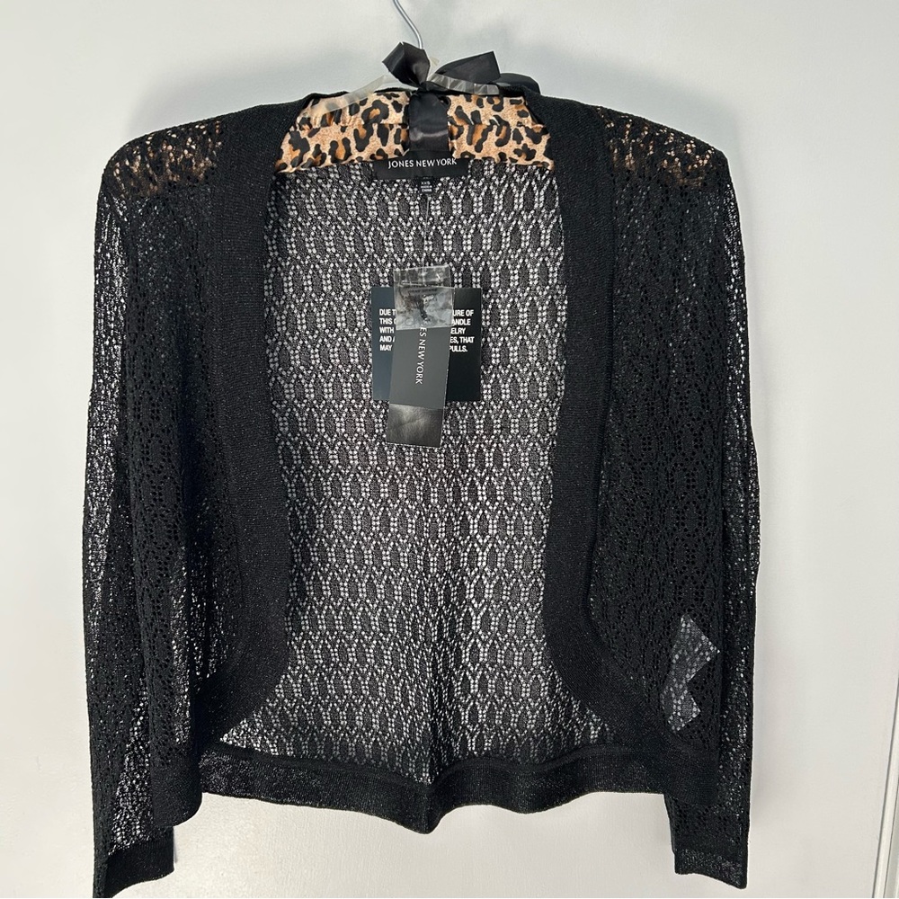 NWT Jones New York Black Lace Bolero Shrug Jacket Size: XXS